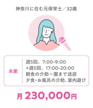 神奈川に住む元保育士　月230,000円